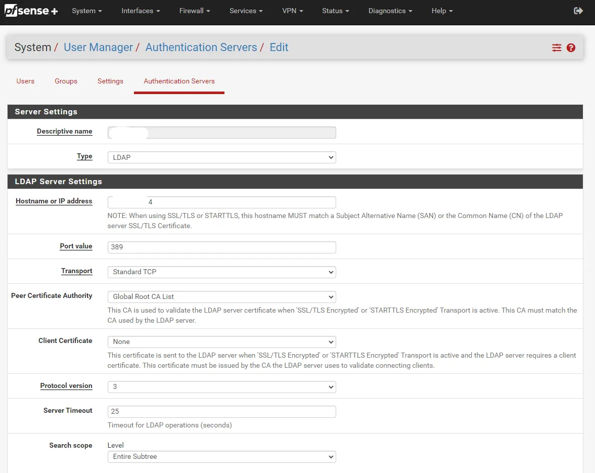 PFSense LDAP