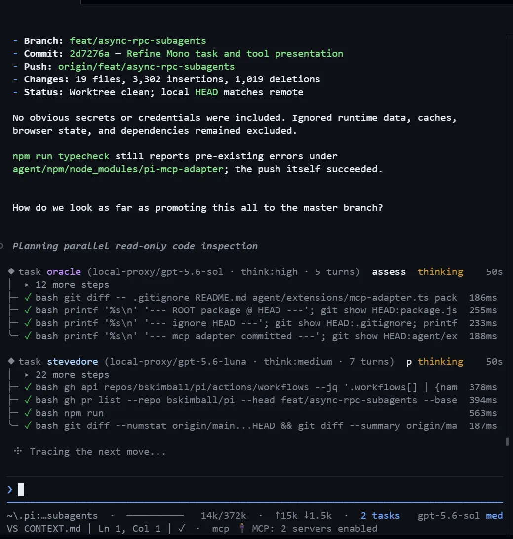 A historical capture of oracle and stevedore inspecting review and release concerns in parallel